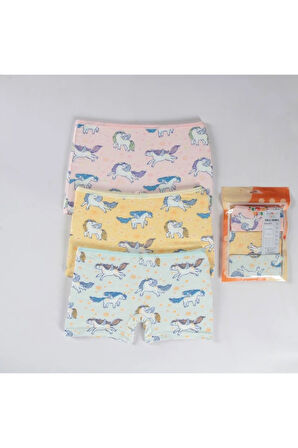 ELMAS Karışık Desen 3lü Kız Çocuk Boxer Set B-88