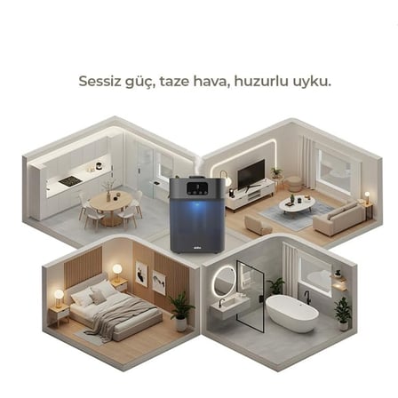 SİYAH SESSİZ ÇALIŞMA 3 KADEMELİ BUHAR AYAR 5.5LT SU HAZNE - 7 RENK GECE LAMBA ULTRASONİK HAVA NEMLENDİRİCİ SAH-6119 (5671) gotlthmngoxx