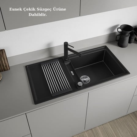 Blanco ADIRA XL 6 S Granit Evye, Antrasit Renk, Tezgah Üstü, Çift Yönlü Damlalık, 100x50 cm