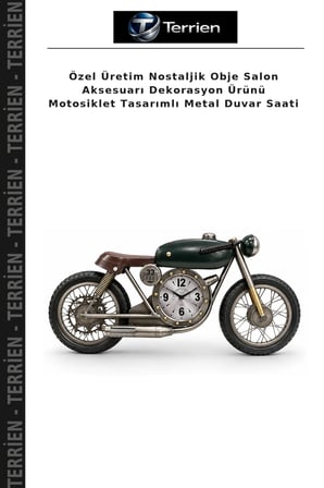 Özel Üretim Nostaljik Obje Salon Aksesuarı Dekorasyon Ürünü Motosiklet Tasarımlı Metal Duvar Saati