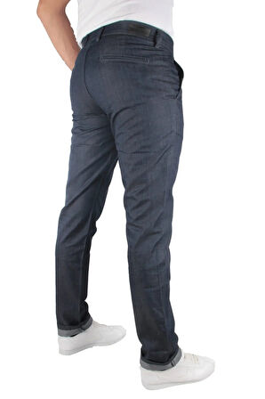 Erkek Koyu Mavi Yan Cepli Likrasız Klasik Ince Kot Pantolon