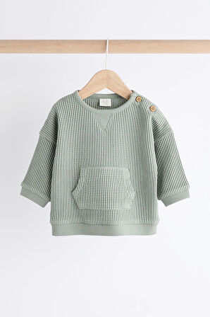 Next Baby Pamuklu Yeşil Dokulu Uzun Kollu Jogger Alt Üst Takım