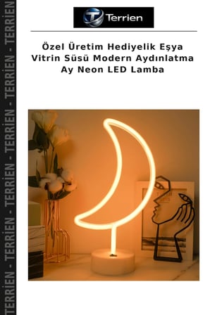 Özel Üretim Hediyelik Eşya Vitrin Süsü Modern Aydınlatma Ay Neon LED Lamba
