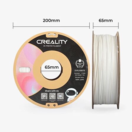 Creality CR-PLA Matte Filament Mat Gri 1.75mm 1kg Standart