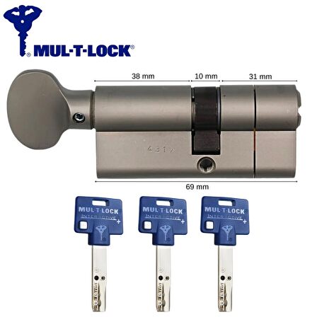 MUL-T-LOCK Bilyalı Barel Tuzaklı KGB 69 mm 7x7 Saten 3 Anahtar