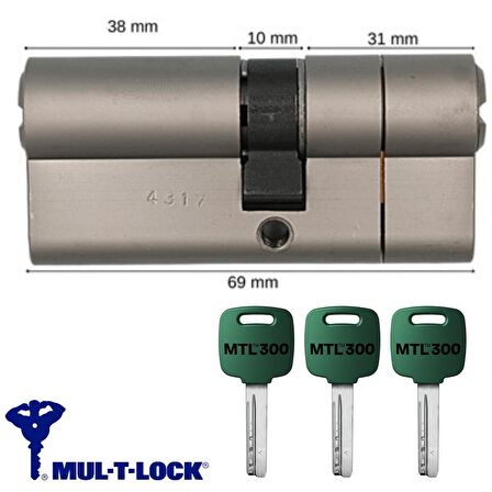 Mul-T-Lock Mtl 300 Tuzaklı Bilyalı Barel Kapı Kilidi 69 Mm