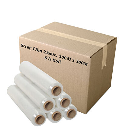 Streç Film 23mic. 50CM x 300M 6'lı Koli