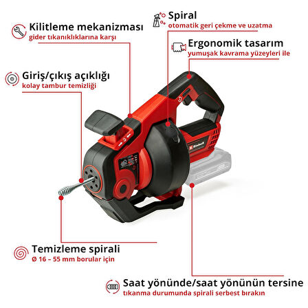 Einhell TE-DA 18/760 Li Solo Akülü Kanal Temizleyici ( Aküsüz )