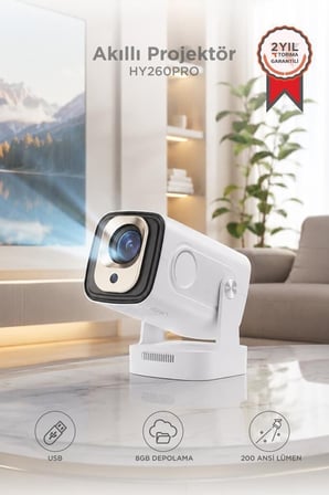 Özel Seri Kompakt Taşınabilir Ev İçin Projeksiyon Cihazı HY260 Pro Mini Beyaz