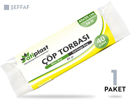 Atiplast Çöp Torbası Standart Mini Boy 80 gr 40 x 50 cm Şeffaf