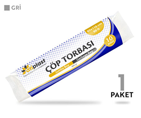 Atiplast Çöp Torbası Endüstriyel Jumbo Boy 400 gr 80 x 110 cm Gri 10 Rulo