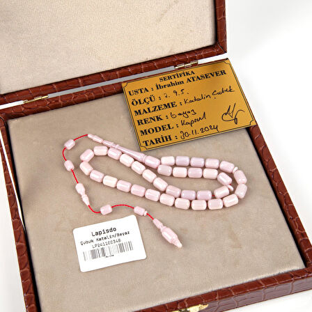 Katalin Çubuk Kapsül Kesim 7x9.5mm Tesbih - Beyaz - İbrahim Atasever Usta İşi