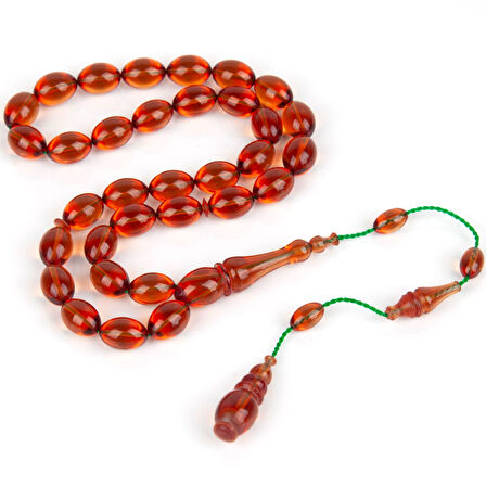 Sıkma Kehribar Beyzi Kesim 7x10mm Tesbih
