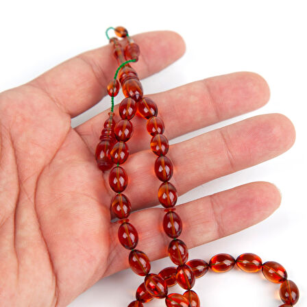 Sıkma Kehribar Beyzi Kesim 7x10mm Tesbih