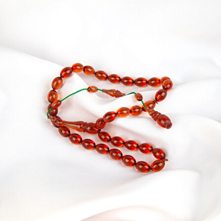 Sıkma Kehribar Beyzi Kesim 7x10mm Tesbih