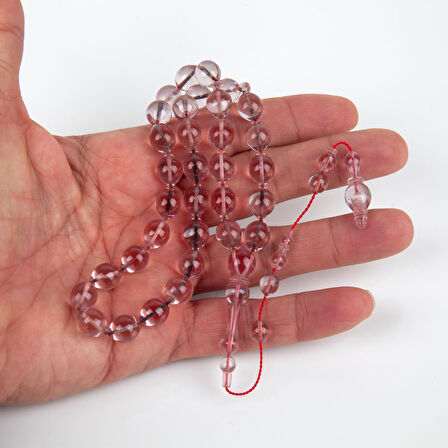 Katalin Çubuk Beyzi Kesim 8.5x10.5mm Tesbih - Şeffaf - İbrahim Atasever Usta İşi