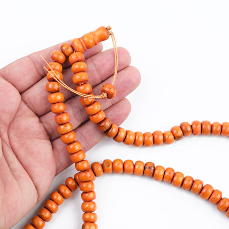 Şimşir Ağacı Boyalı Turuncu 99luk Tekerlek Kesim 10x6mm Namaz Tesbihi