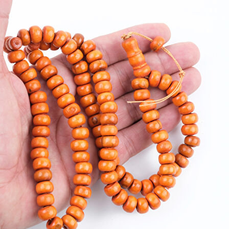 Şimşir Ağacı Boyalı Turuncu 99luk Tekerlek Kesim 10x6mm Namaz Tesbihi