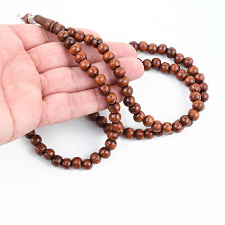 Meram Kavak 99luk Küre Kesim 7.5mm Namaz Tesbihi-Kahverengi