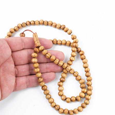 Meram Kavak 99luk Küre Kesim 7.5mm Namaz Tesbihi-Açık Kahverengi
