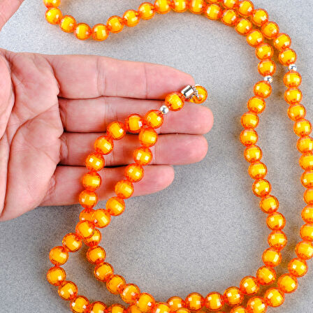 Monomer 99luk Küre Kesim 9mm Namaz Tesbihi   Turuncu