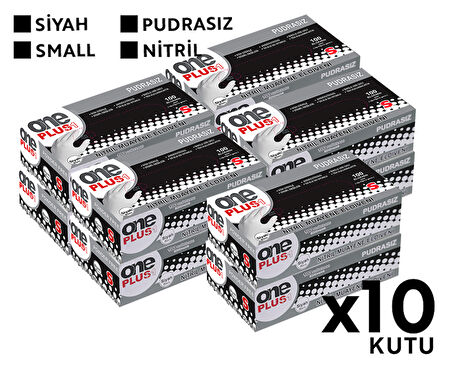 One Plus Nitril Muayene Eldiveni 100'lü S Küçük Boy Siyah 10 Kutu