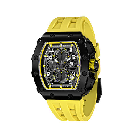 Elemental Series – Takvim Fonksiyonlu Çelik Saat TB8204Q Siyah - Sarı