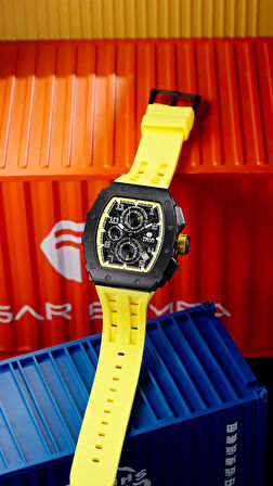 Elemental Series – Takvim Fonksiyonlu Çelik Saat TB8204Q Siyah - Sarı