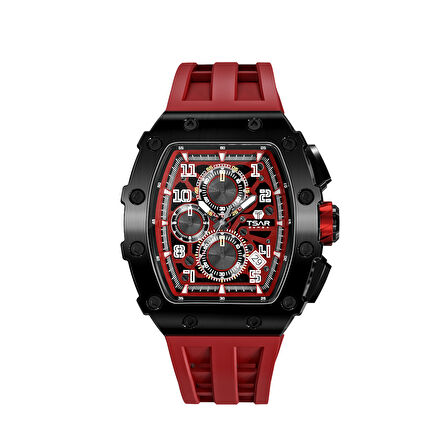Elemental Series – Takvim Fonksiyonlu Çelik Saat TB8204Q Siyah - Kırmızı