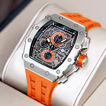 Elemental Series – Takvim Fonksiyonlu Çelik Saat TB8204Q Silver - Turuncu