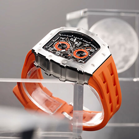Elemental Series – Takvim Fonksiyonlu Çelik Saat TB8204Q Silver - Turuncu