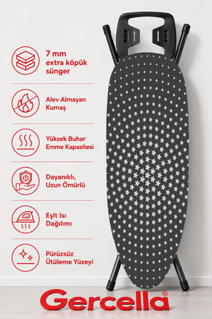 Luxury Grey Star Ütü Masası Kılıfı Bezi Örtüsü (50X135CM)