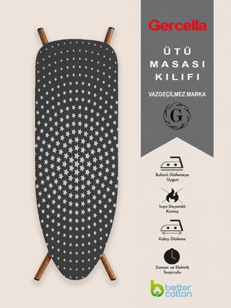 Luxury Grey Star Ütü Masası Kılıfı Bezi Örtüsü (50X135CM)