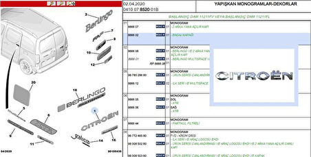 CITROEN YAZISI CITROEN NEMO PSA ORJİNAL 8666.26
