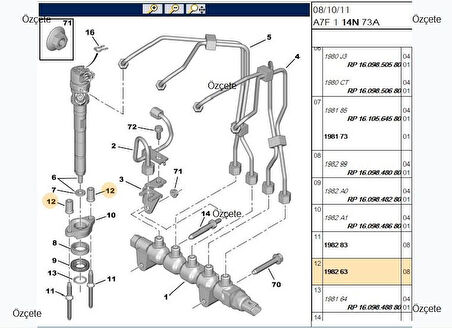 ENJEKTOR SAPLAMA SOMUNU PEUGEOT CITROEN1.6HDI MOTOR