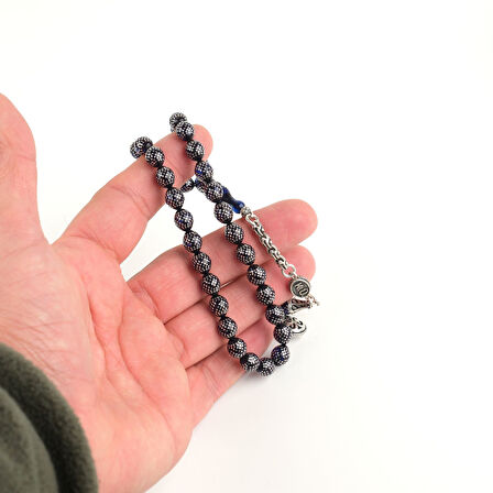Ateş Kehribar 925Ayar Gümüş Çakım ve Püskül Bilek Boy Beyzi Kesim 7x8.5mm Tesbih
