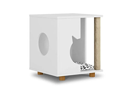 CozyPaw Komodin Çok Amaçlı Kedi Mobilyası Beyaz