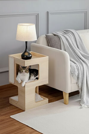 ClawTable Yan Sehpa Görünümlü Kedi Tuvaleti Mobilyası