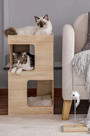 ClawTable Yan Sehpa Görünümlü Kedi Tuvaleti Mobilyası