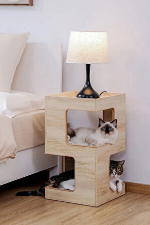 ClawTable Yan Sehpa Görünümlü Kedi Tuvaleti Mobilyası