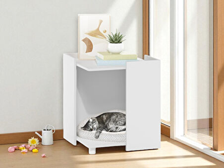 MiloBox Komodin Çok Amaçlı Kedi Mobilyası Beyaz