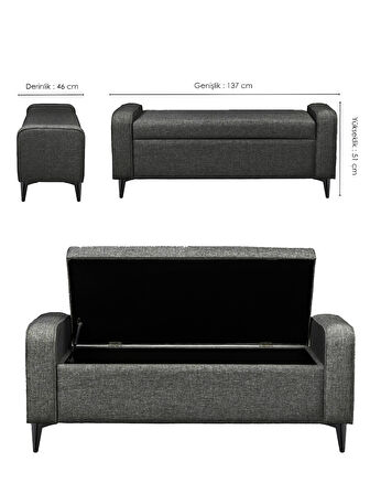 İmogene Depolama Alanlı Bench Antrasit