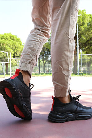 ROMEX Siyah, Spor Ayakkabı, - Koşu,ve Günlük, Kullanım,ortopedik tabanlı SİYAH KIRMIZI 42