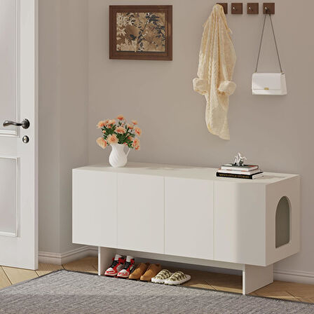 Felix Kedi Tuvalet Mobilyası – Çok Amaçlı Kedi Mobilyası Beyaz