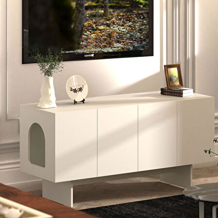 Felix Kedi Tuvalet Mobilyası – Çok Amaçlı Kedi Mobilyası Beyaz