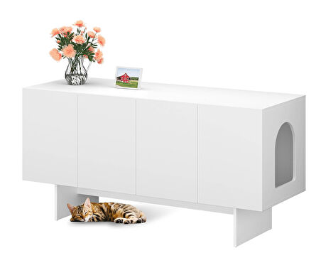 Felix Kedi Tuvalet Mobilyası – Çok Amaçlı Kedi Mobilyası Beyaz