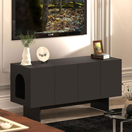 Felix Kedi Tuvalet Mobilyası – Çok Amaçlı Kedi Mobilyası Siyah