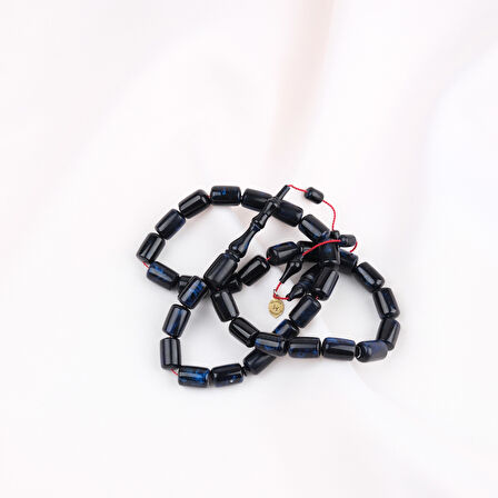 Kadim Katalin Eski Kalemlik Obje Usta İşi İmzalı Kapsül Kesim 8x12mm Tesbih - Mavi Sedefli