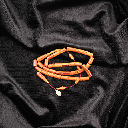 Kadim Katalin Eski Kalemlik Obje Usta İşi İmzalı Kapsül Kesim 7x12mm Tesbih -Kahve Sarı Sedefli