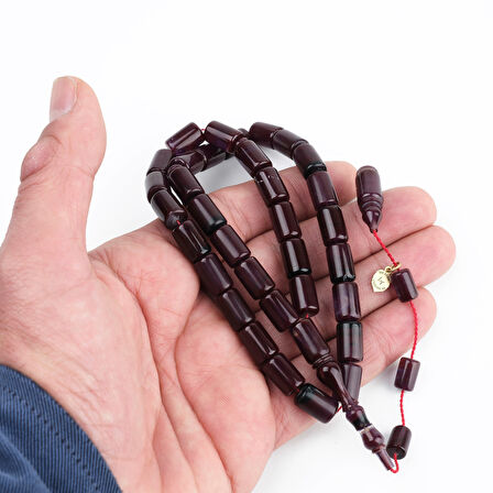 Kadim Katalin Eski Kalemlik Obje Usta İşi İmzalı Kesme Kesim 8x12mm Tesbih -Vişne Çürüğü